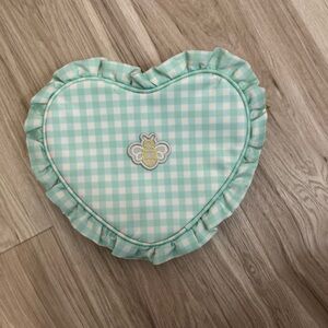 Stoney Clover Lane Mint Green Gingham Heart Pouch